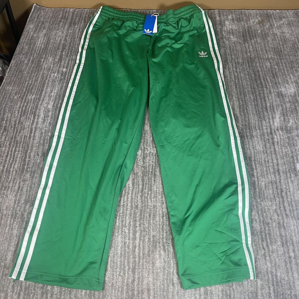 Adidas Firebird TP Track Pants Mens 2XL Green Originals 3 Stripe Zip Hem JD0184